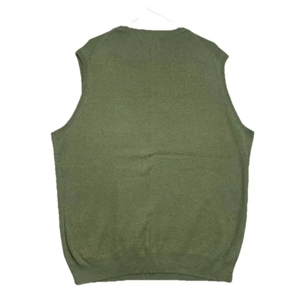 POLO RALPH LAUREN 100% Pima Cotton Sweater Vest‎ Men’s XLT Green V-Neck Red Pony